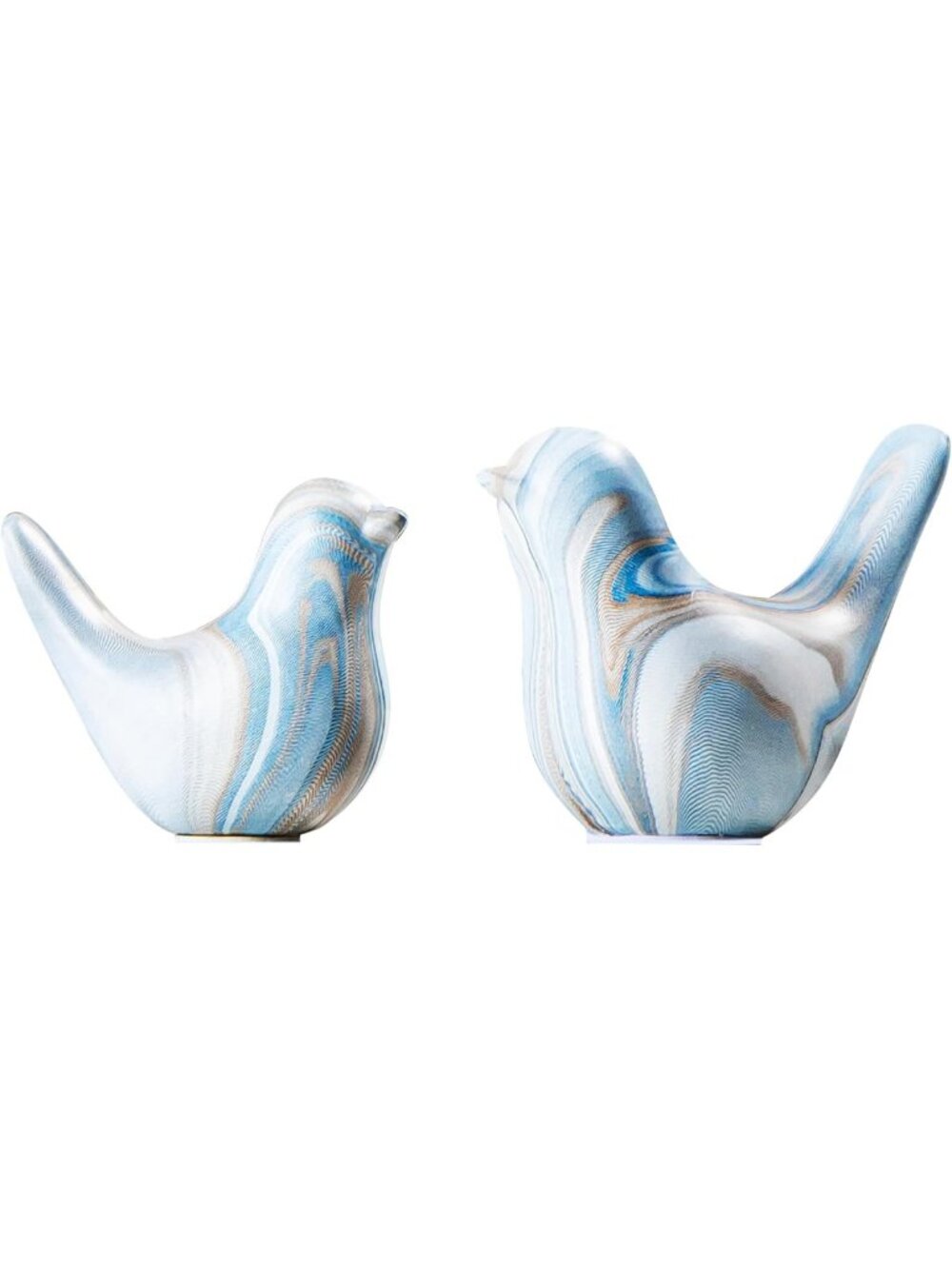 Set of 2 Unique Ceramic Bird Figurines | Charming Home Decor Statues